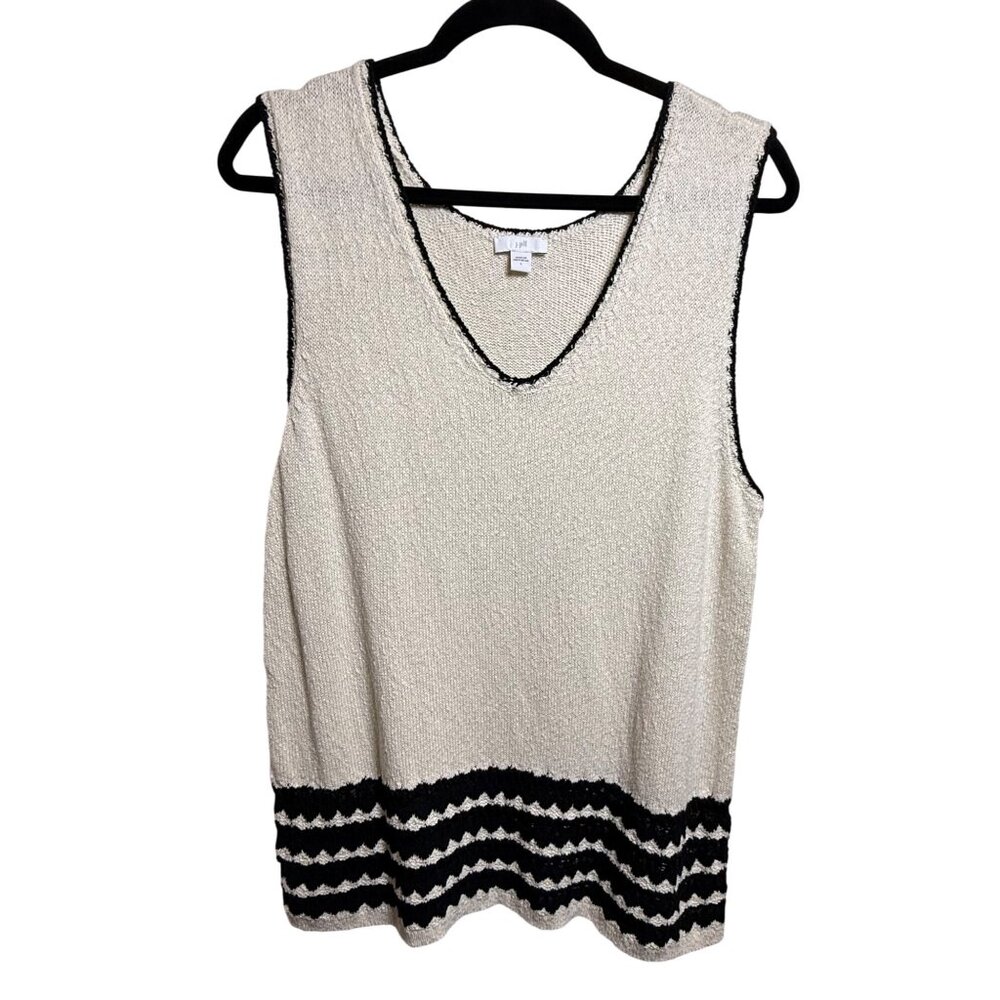 J.Jill Coastal Chic Black White Knit Sweater Tank‎ Large – Nautical, Minimalist,